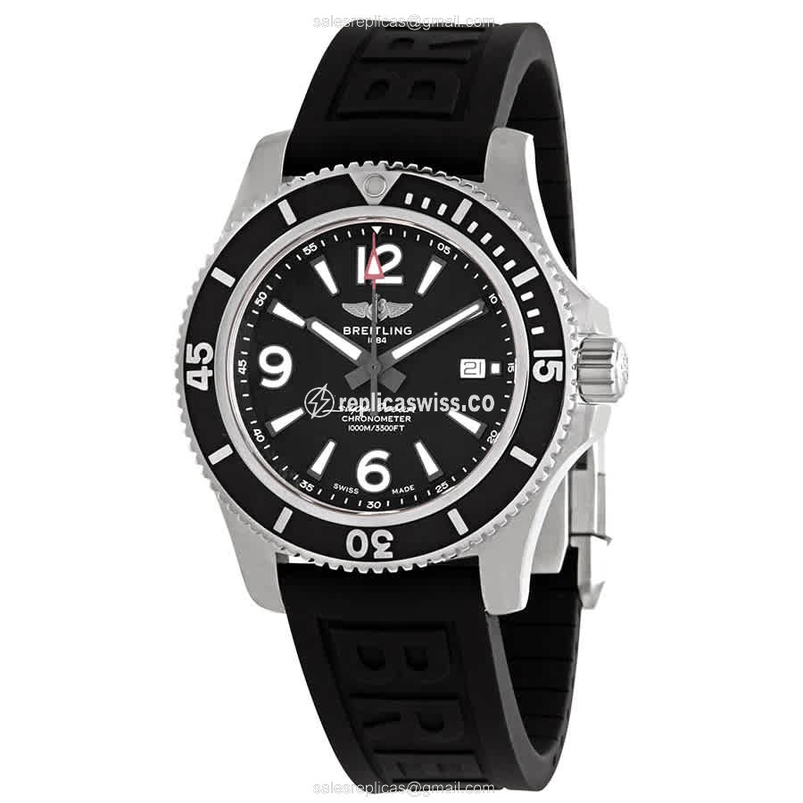 Breitling SuperOcean Replica - Automatic - Steel - Black Dial - Rubber Strap