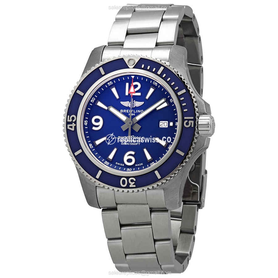 Breitling Superocean 44 Replica - Automatic - Steel - Blue Dial - Silver Steel Clasp - Luxury Replica SUPEROCEAN 44 Watch