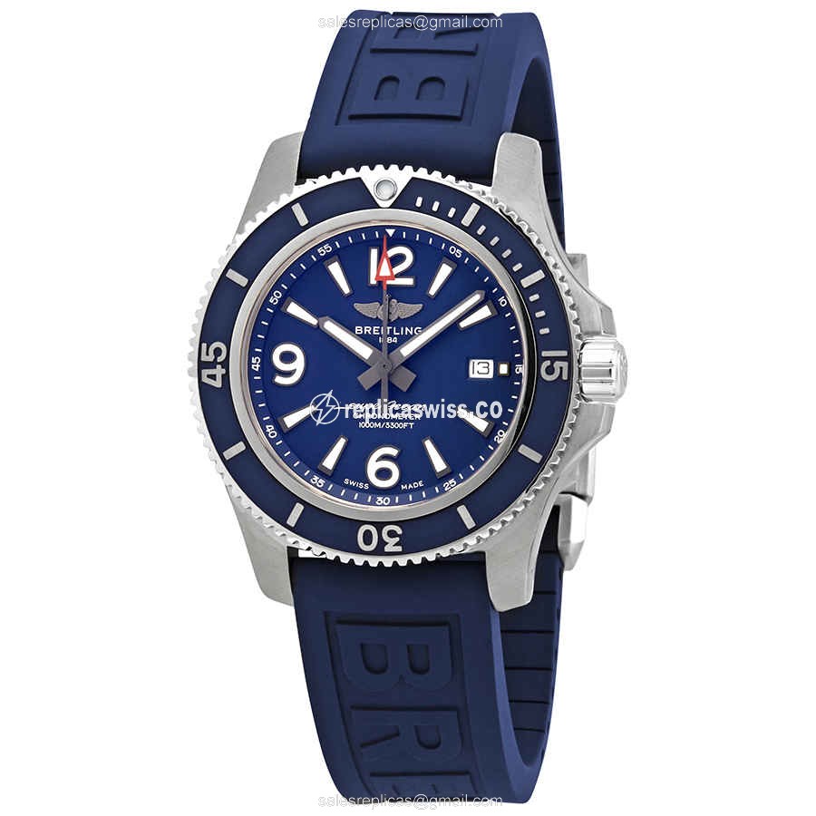 Breitling SuperOcean Replica - Automatic - Blue Steel Case - Blue Dial - Rubber Blue Strap - Luxury Replica SUPEROCEAN Watch