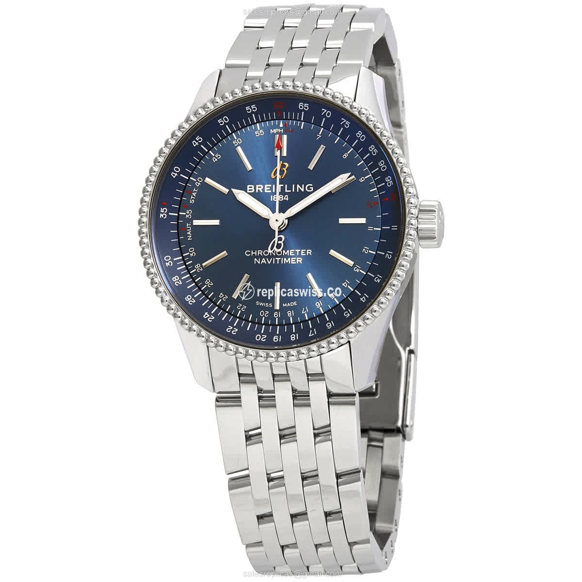 Breitling A17395161C1A1 NAVITIMER Replica - Automatic - Steel Case - Blue Dial - Silver Band