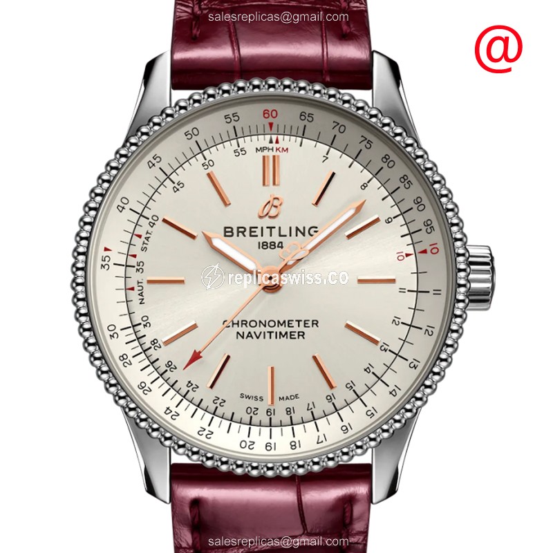 Breitling AVIATION Replica - Steel - Auto - Red Alligator - Luxury Replica AVIATION Watch