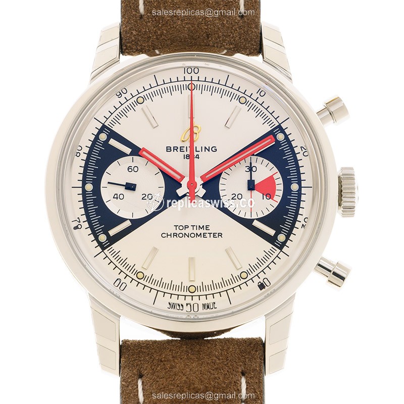 Breitling Premier A23310121G1X1 - Automatic - Steel Case - Silver Dial - Brown Alligator Strap - Luxury Replica PREMIER Watch