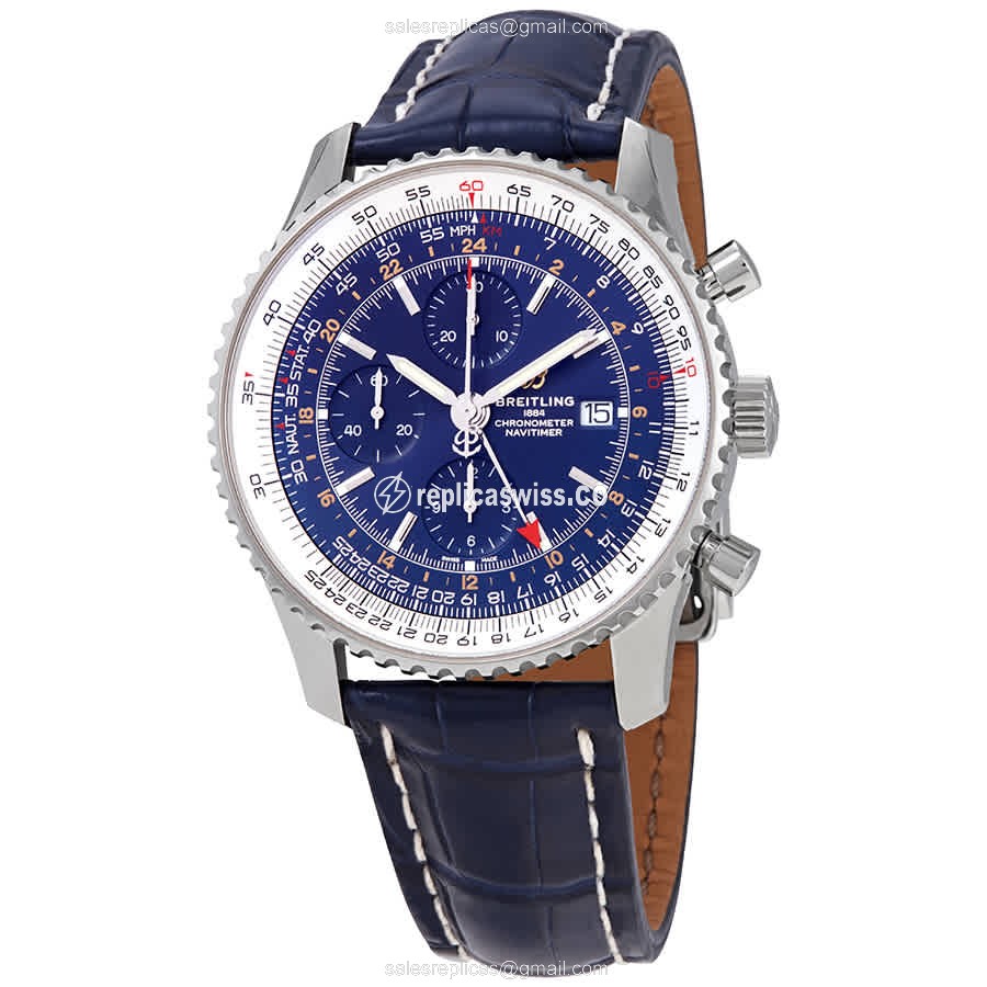 Breitling A24322121C2P2 Replica - Automatic - Steel Case - Blue Dial - Alligator Blue Strap