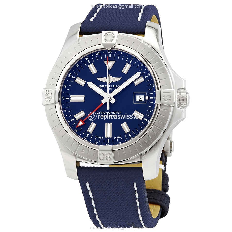 Breitling Avenger II Replica - Automatic - Steel - Blue Dial - Canvas Blue Strap
