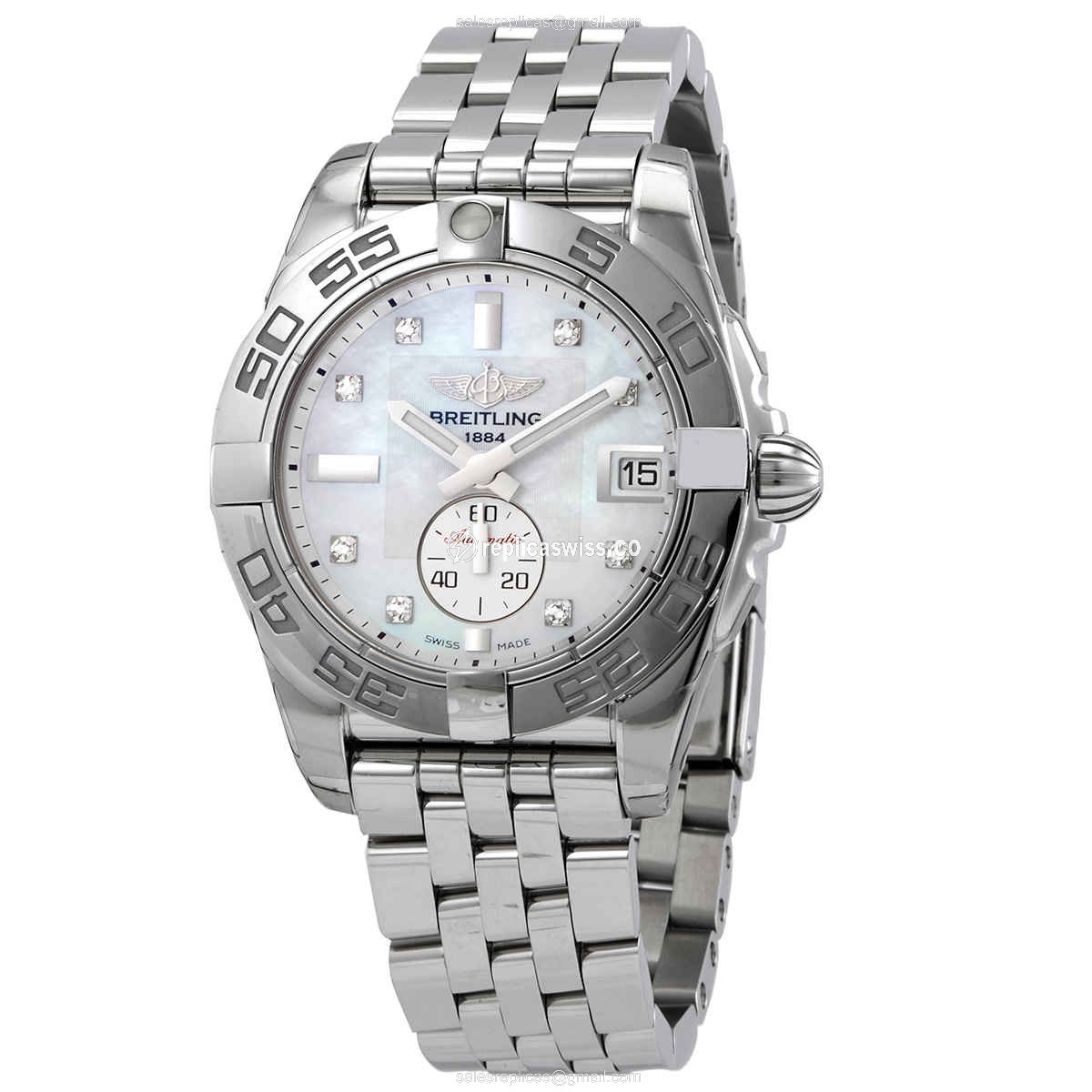 Breitling Galactic Replica - Automatic - Stainless Steel - White Dial - Silver Clasp