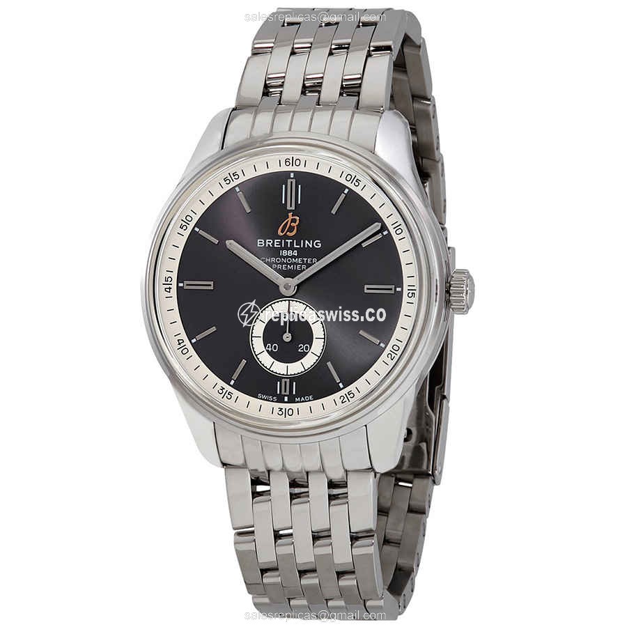 Breitling Premier A37340351B1A1 - Automatic - Steel Case - Dark Grey Dial - Silver Steel Strap