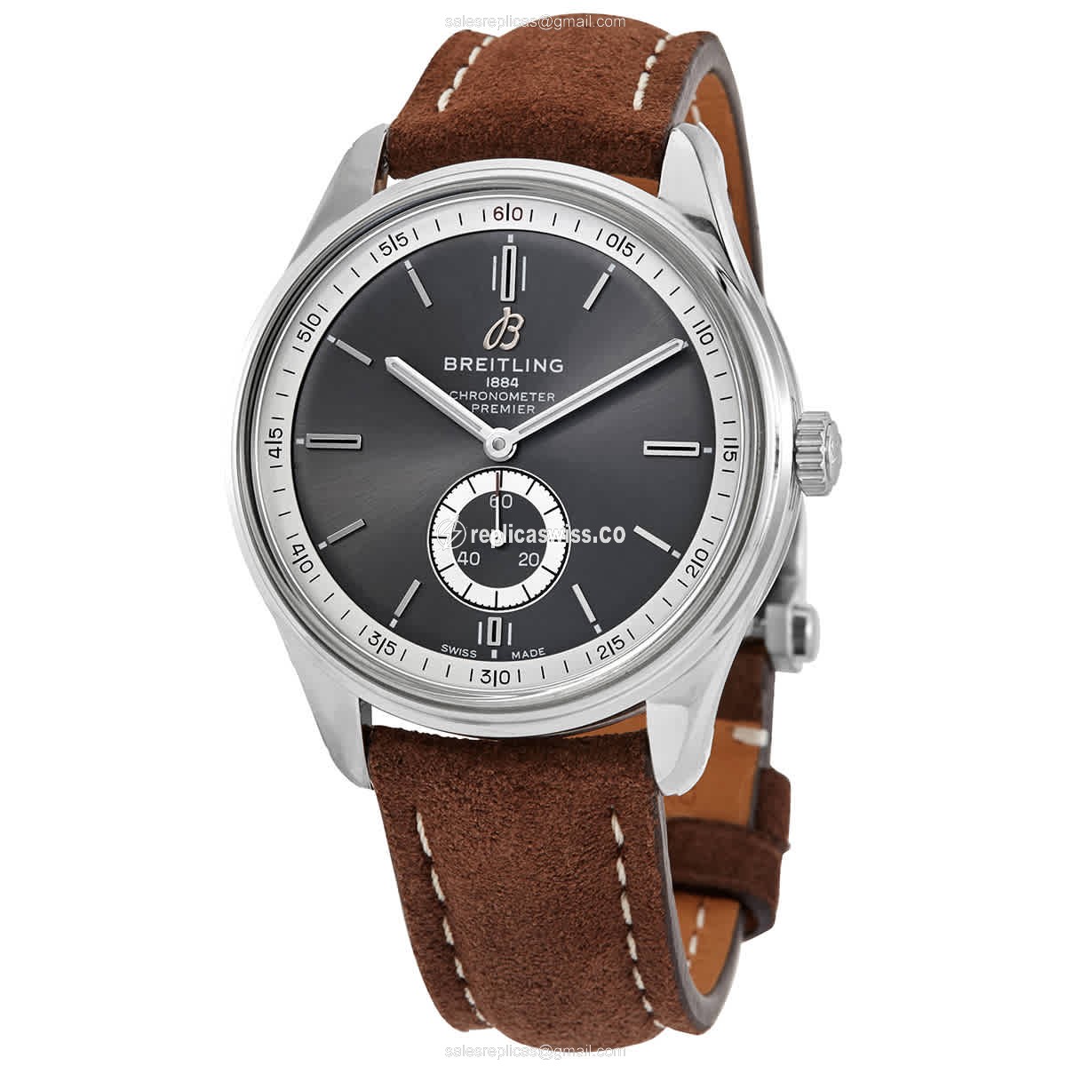 Breitling Premier Replica - Auto - Steel - Gray Dial - Brown - Luxury Replica PREMIER Watch