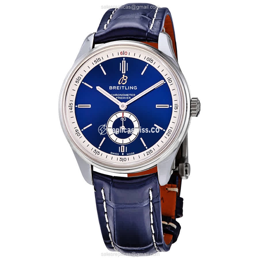 Breitling Premier A37340351C1P1 - Automatic - Steel Case - Blue Dial - Blue Alligator Strap - Luxury Replica PREMIER Watch
