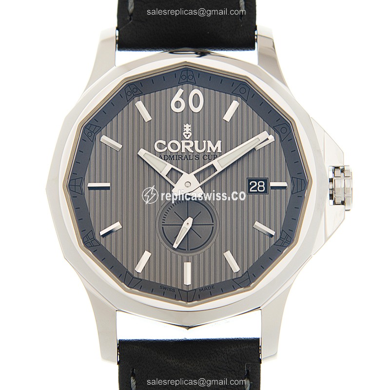 Corum Admiral's Cup Replica - Automatic - Stainless Steel - Gray Dial - Leather Strap
