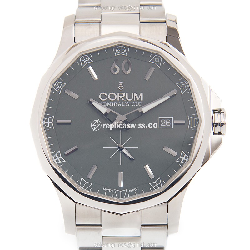 Corum Admiral Cup Replica - Automatic - Steel Case - Gray Dial - Silver Band