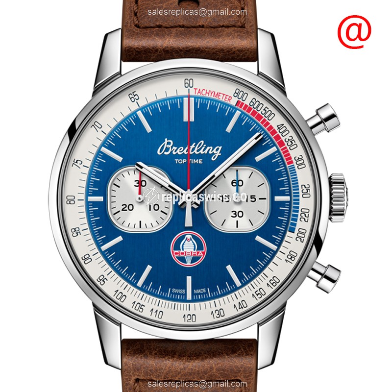Breitling A41315A71C1X2 TOP TIME - Automatic - Blue Dial - Steel Case - Brown Cowhide Strap - Luxury Replica TOP TIME Watch
