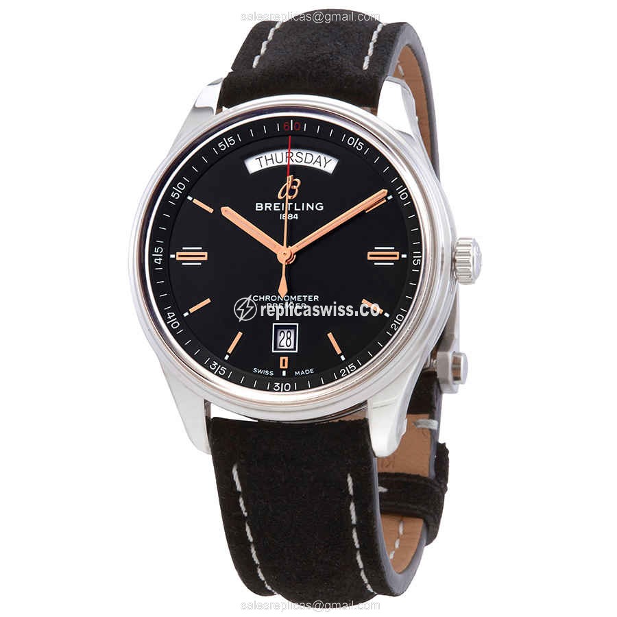 Breitling Premier Replica - Automatic - Steel Case - Black Dial, Buckle Clasp