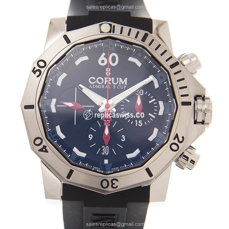 Corum ADMIRALS CUP Replica - Automatic - Steel - Black Dial - Black Rubber Strap - Buckle Clasp