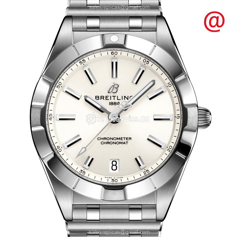Breitling Chronomat B01 Replica - Quartz - Steel Case, White Dial - Silver Clasp & Steel Strap