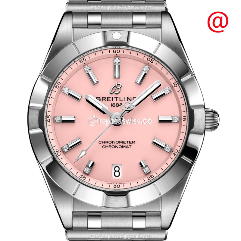 Breitling Chronomat B01 Replica - Quartz - Pink Dial - Steel Case - Silver Strap - Luxury Replica CHRONOMAT B01 Watch