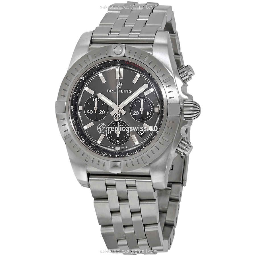 Breitling Chronomat B01 Replica - Automatic - Steel Case - Dark Grey - Silver Steel Strap - Luxury Replica CHRONOMAT B01 Watch