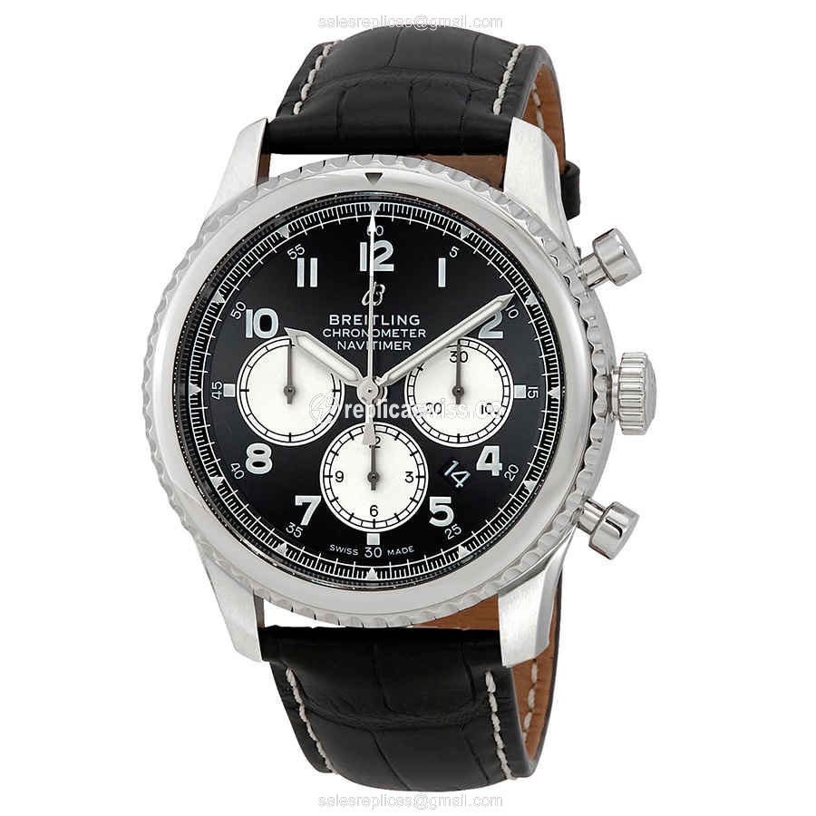 Breitling AVIATOR 8 Replica - Automatic - Black - Stainless Steel - Alligator Black