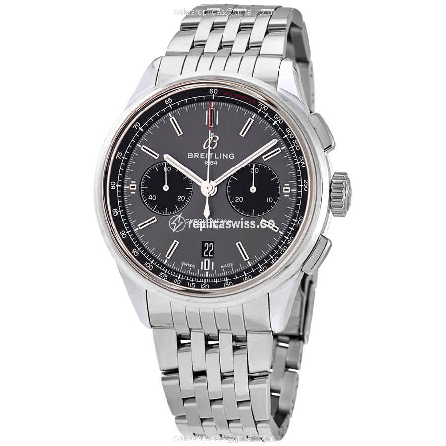 Breitling Premier Replica - Automatic - Steel Case - Gray Dial - Silver Band - Luxury Replica PREMIER Watch