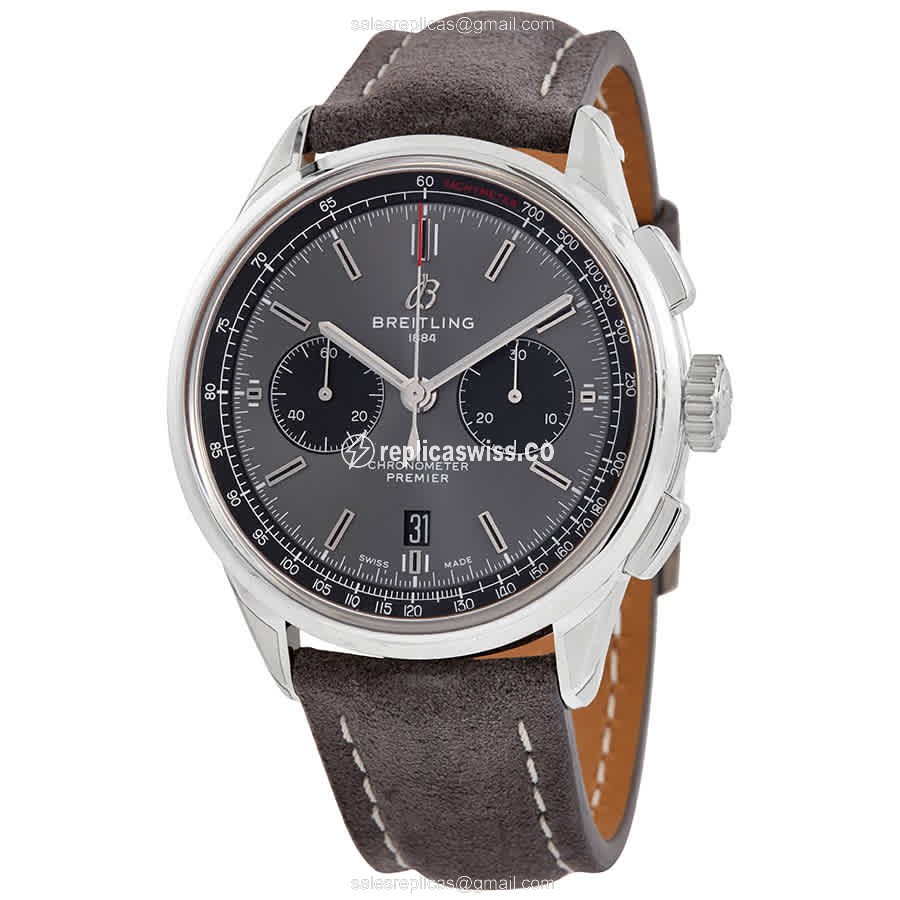 Breitling Premier Replica Watch - Automatic - Steel - Grey