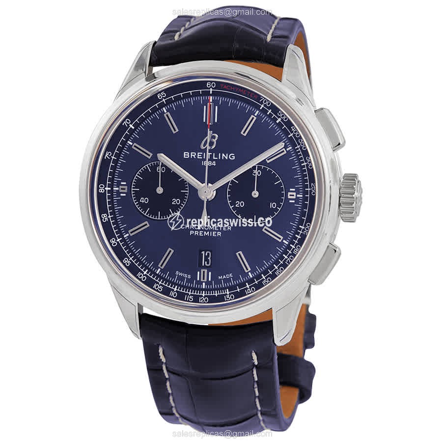 Automatic Breitling Premier - Stainless Steel - Blue Dial - Alligator Blue Buckle