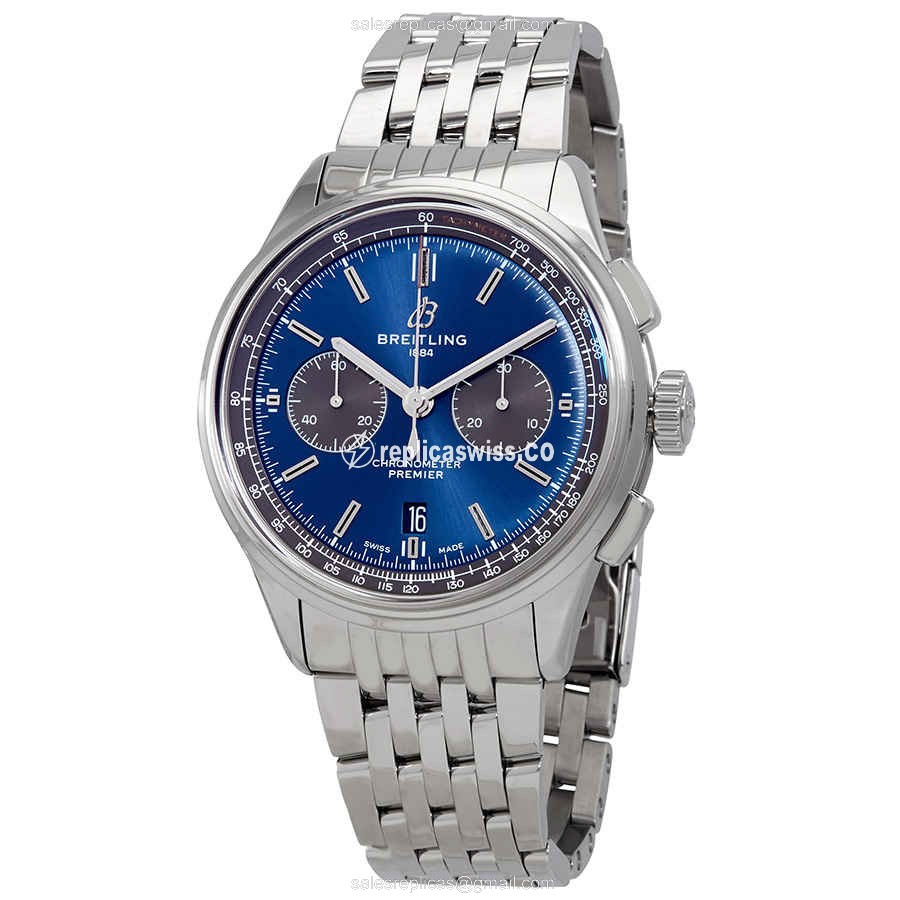 Breitling Premier AB0118A61C1A1 - Automatic - Steel Case - Blue Dial - Silver Steel Strap - Luxury Replica PREMIER Watch
