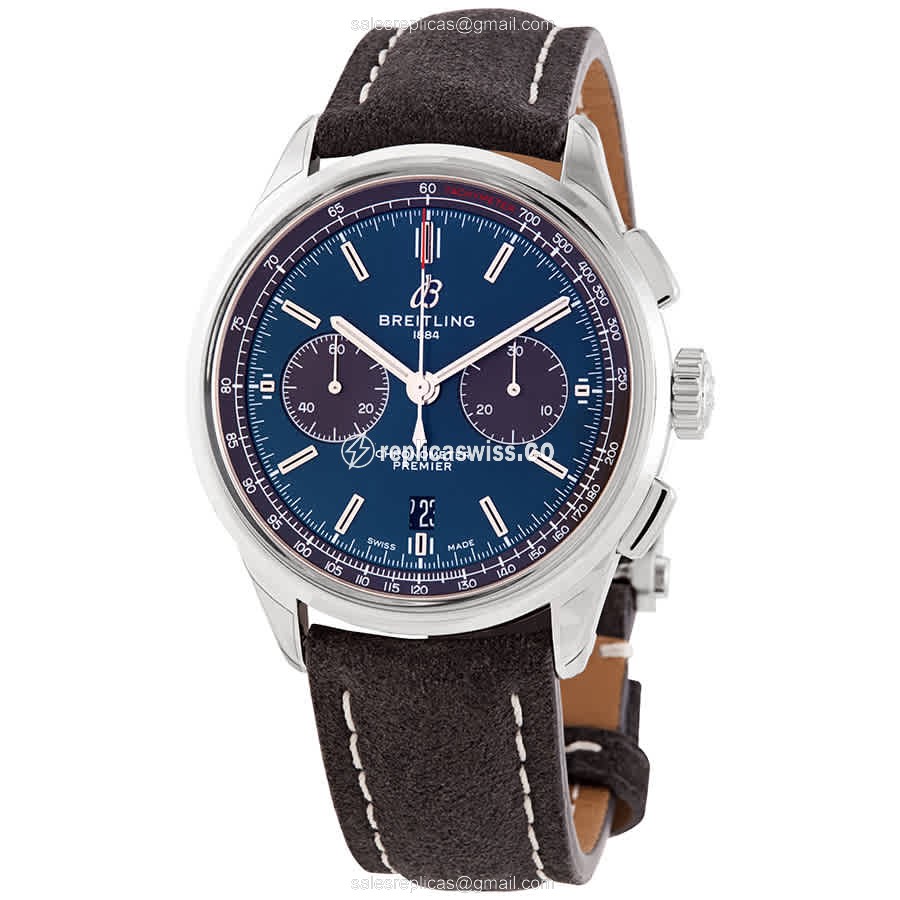 Breitling Premier AB0118A61C1X2 - Automatic - Blue Dial - Brown Leather Strap