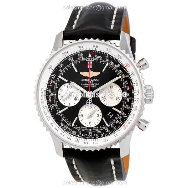 Breitling NAVITIMER 1 Replica - Automatic - Black Steel Case - Leather Black Strap