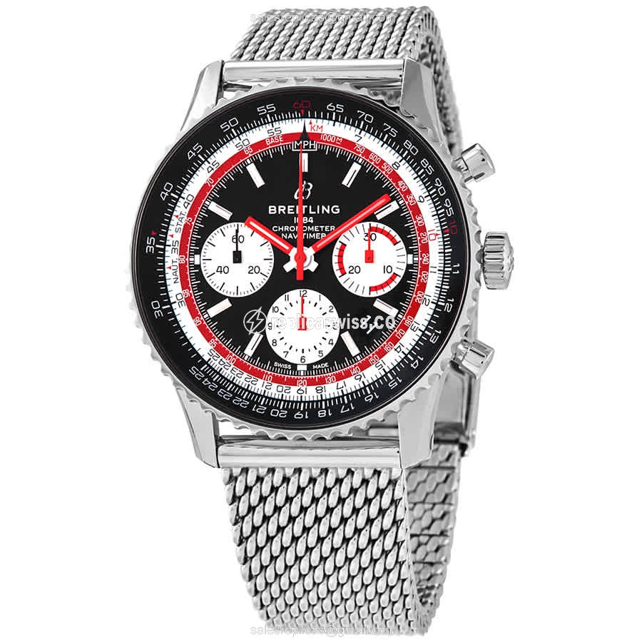 Breitling Replica - NAVITIMER 1 - Automatic - Black Dial - Steel Case - Silver Band