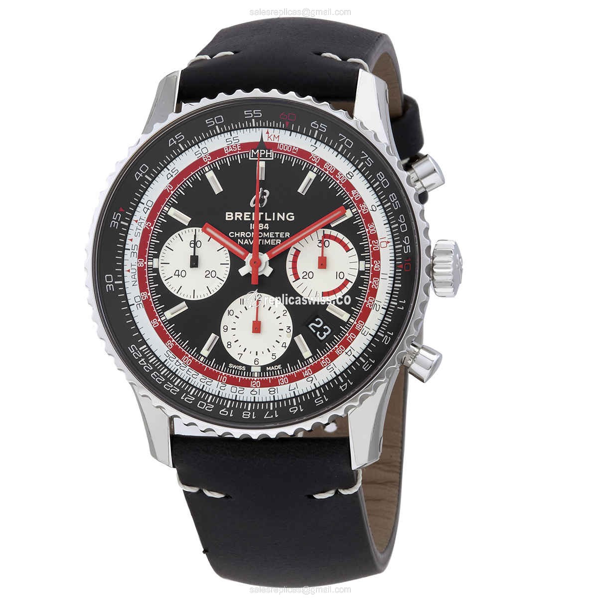 Breitling NAVITIMER 1 Replica - Automatic - Steel Case - Black Dial - Leather Strap