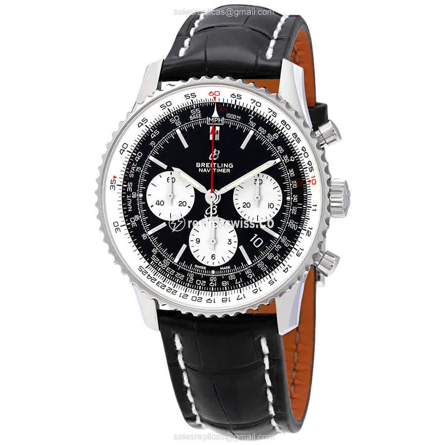 Breitling NAVITIMER 1 Replica - Automatic - Black Dial - Yellow Alligator Buckle