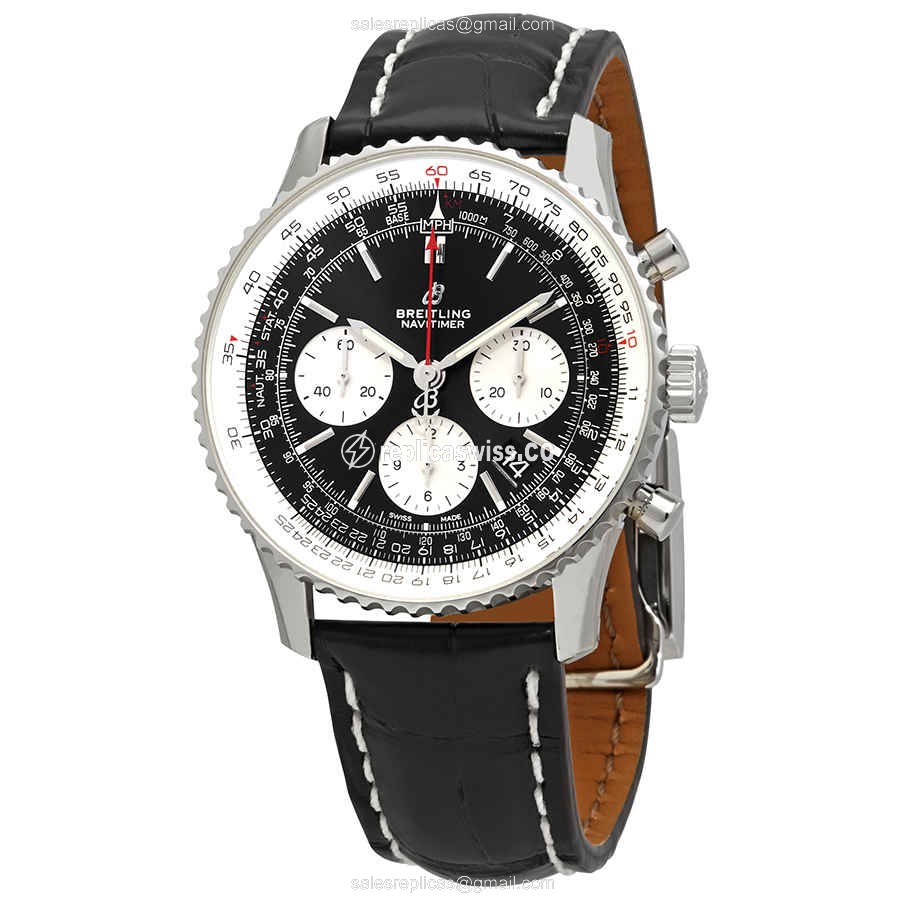 Breitling NAVITIMER 1 Replica - Automatic - Black - Steel Case - Alligator Black - Luxury Replica NAVITIMER 1 Watch