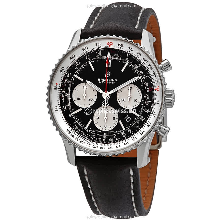 Breitling NAVITIMER 1 - Automatic - Steel - Black - Cowhide Black Clasp - Luxury Replica NAVITIMER 1 Watch
