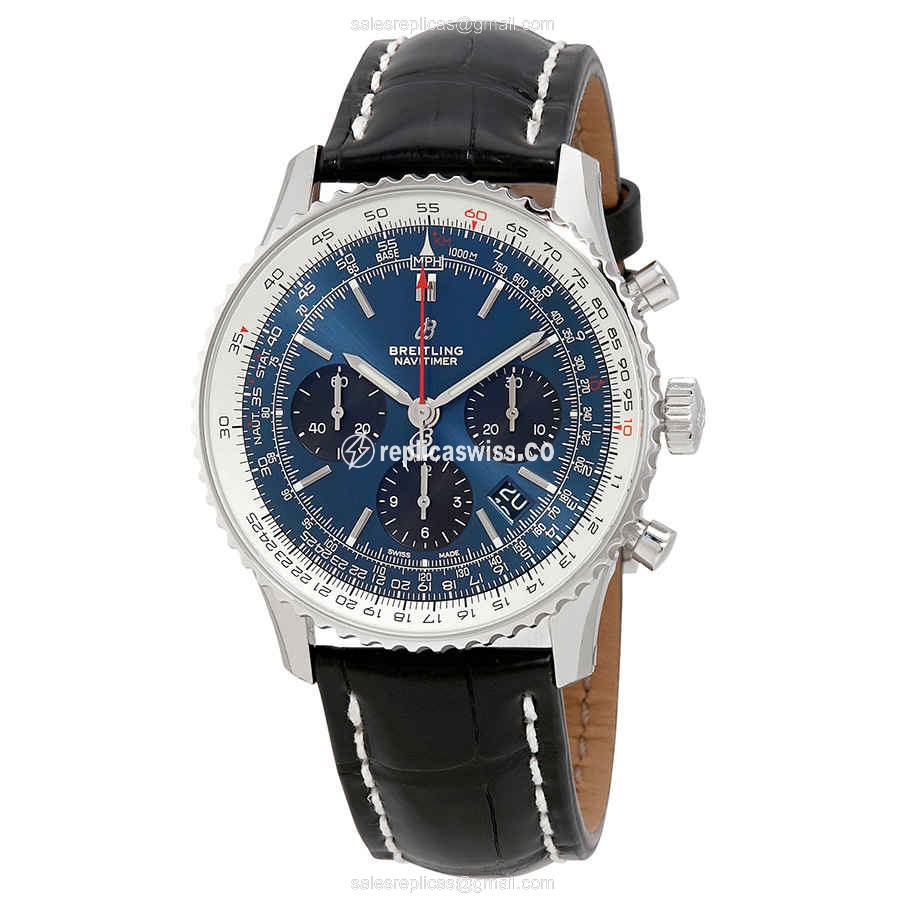Breitling NAVITIMER 1 Replica - Automatic - Blue Dial - Steel Case - Black Alligator Strap - Luxury Replica NAVITIMER 1 Watch