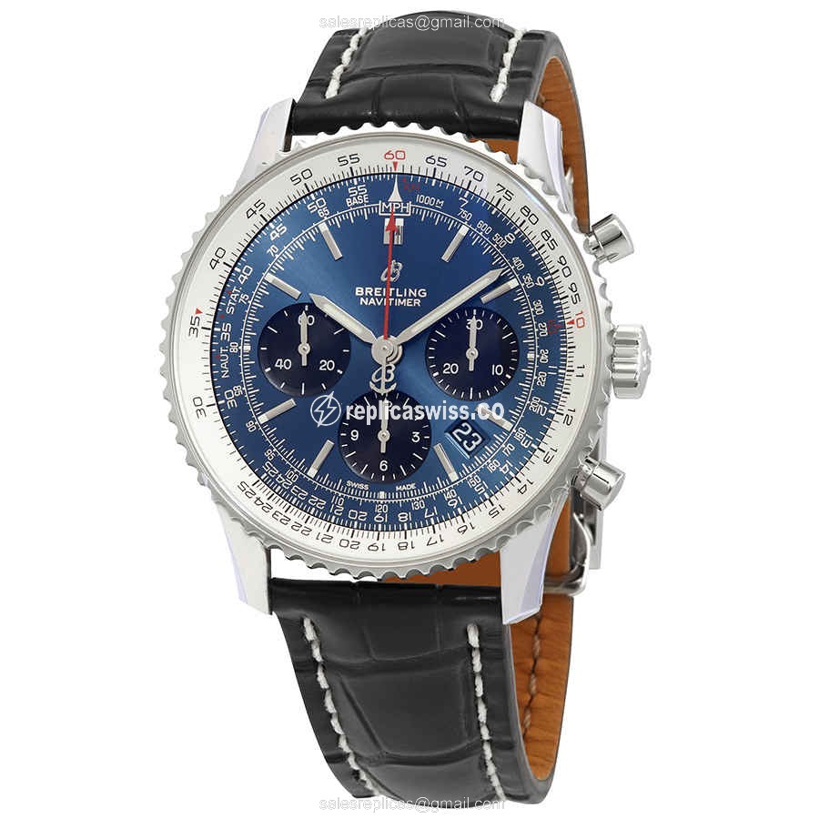 Breitling NAVITIMER 1 - Auto - Blue Dial - Stainless Steel - Black Alligator - Luxury Replica NAVITIMER 1 Watch