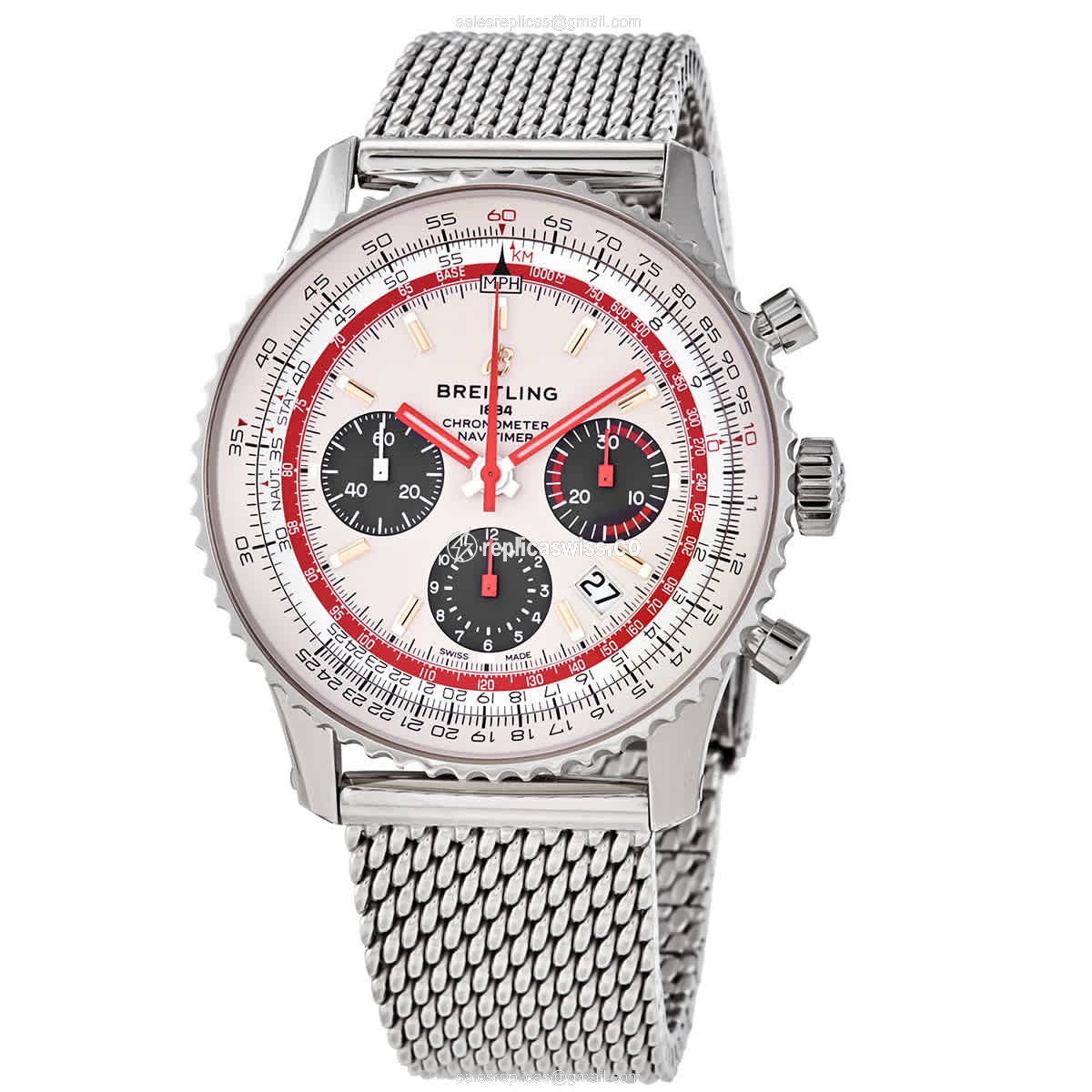 Breitling NAVITIMER 1 Replica - Automatic - Silver Steel Case - Silver Dial - Steel Band - Luxury Replica NAVITIMER 1 Watch
