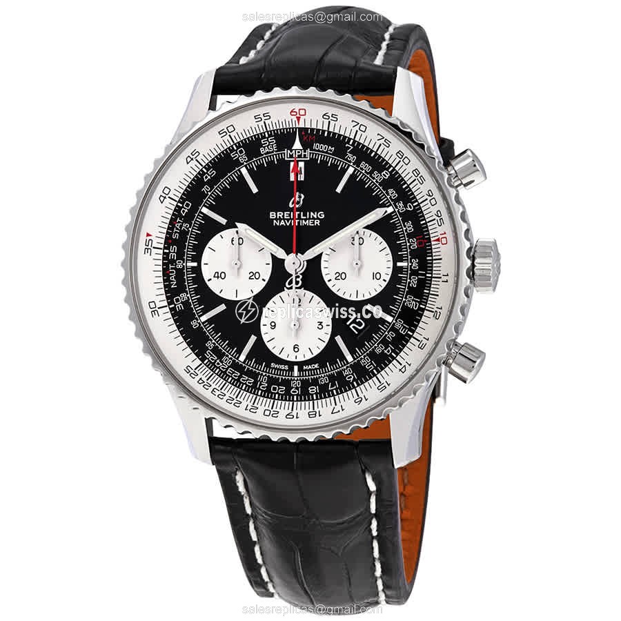 Breitling NAVITIMER 1 Replica - Automatic - Black Dial - Steel Case - Alligator Black Strap - Luxury Replica NAVITIMER 1 Watch