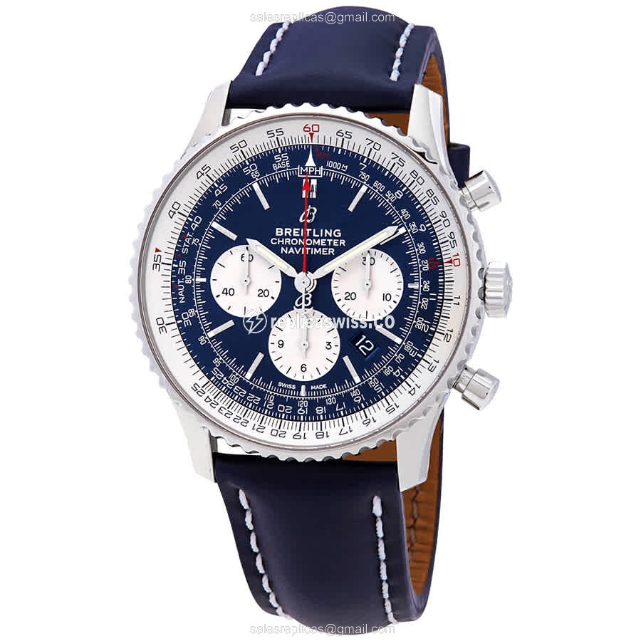 Breitling AB0127211C1X1 Replica - Automatic - Steel Case - Blue Dial - Leather Strap - Luxury Replica NAVITIMER 1 Watch
