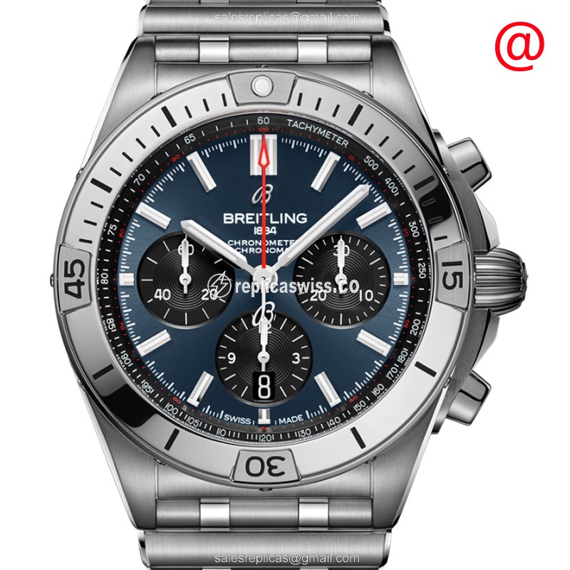 Breitling Chronomat B01 Replica - Automatic - Steel Case - Blue Dial - Silver Steel Band - Luxury Replica CHRONOMAT B01 Watch