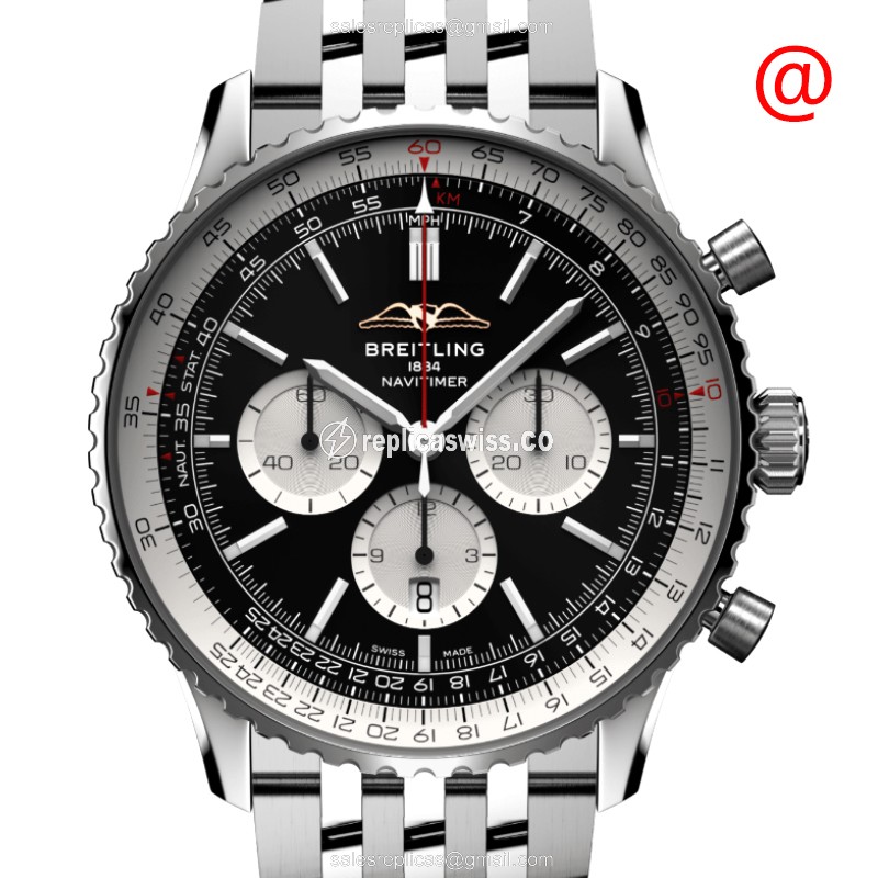 Breitling AB0137211B1A1 Replica - Automatic - Black Dial - Steel Case & Band - Luxury Replica NAVITIMER Watch