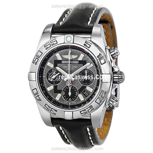 Breitling Challenger Series AB014012-F554 - Automatic - Steel Case - Gray Dial - Black Leather Strap