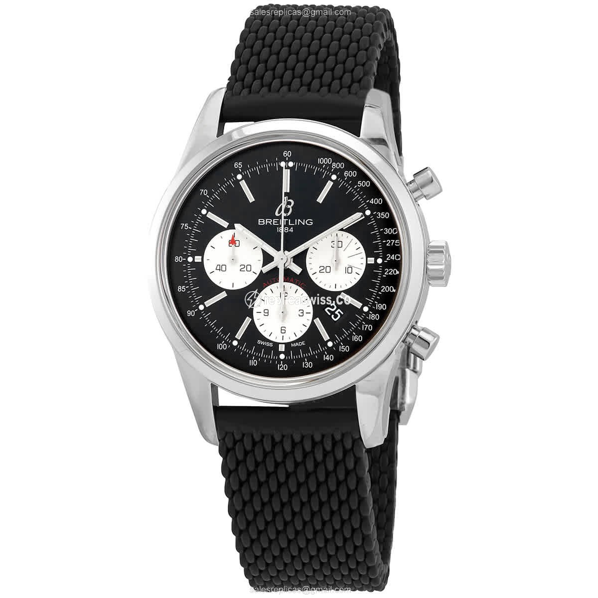 Breitling Transocean Chrono Replica - Automatic - Steel - Black Dial - Rubber Strap - Luxury Replica TRANSOCEAN CHRONOGRAPH Watch