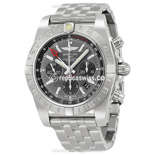 Breitling Challenger Replica - Automatic - Carbon Fiber - Gray Dial - Silver Steel Bracelet