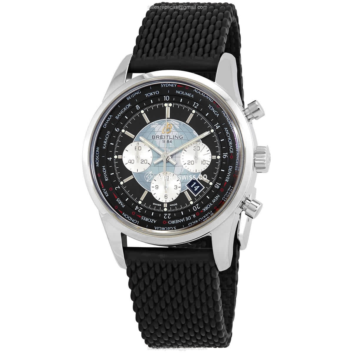 Breitling AB0510U4/BB62 Chrono - Auto - Steel Case - Black Dial - Black Rubber Strap - Luxury Replica TRANSOCEAN CHRONOGRAPH Watch