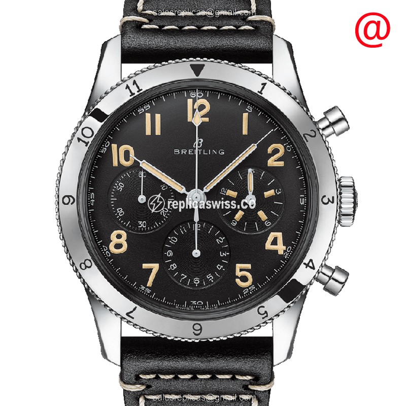 Breitling AVIATOR 8 Manual - Steel Case - Black Dial - Leather Strap
