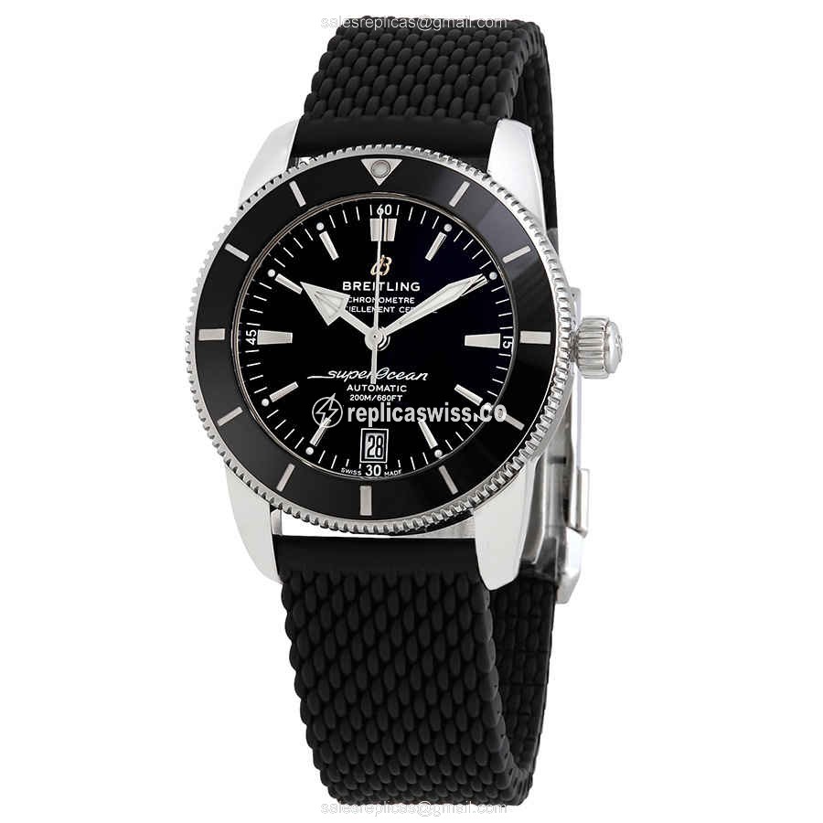 Breitling Superocean Replica - Automatic - Stainless Steel - Black - Rubber Strap - Luxury Replica SUPEROCEAN Watch