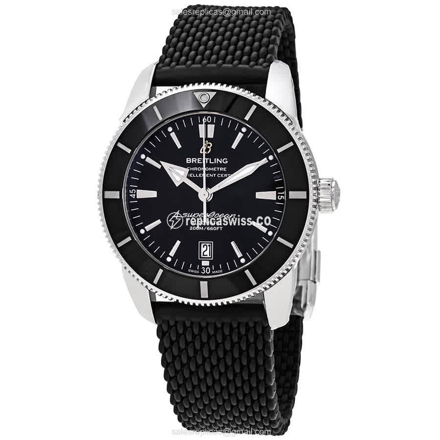 Breitling Superocean Replica - Automatic - Steel - Black Dial - Rubber Strap
