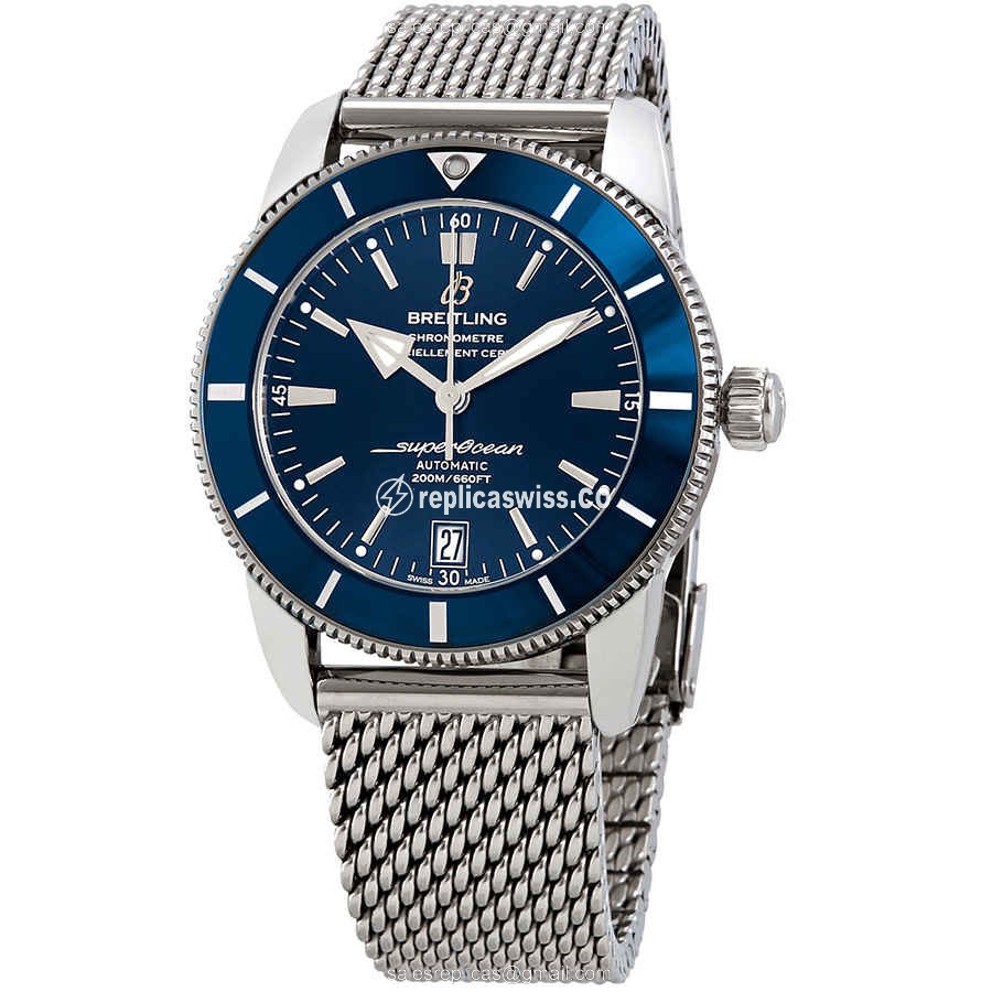 Breitling Superocean Replica - Automatic - Steel - Blue Dial - Silver Steel Bracelet - Luxury Replica SUPEROCEAN Watch