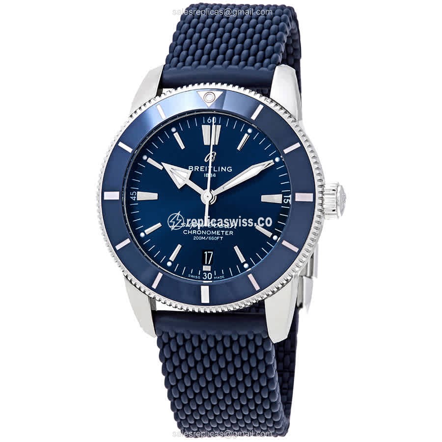 Breitling Superocean Replica - Automatic - Steel - Blue Dial - Rubber Strap