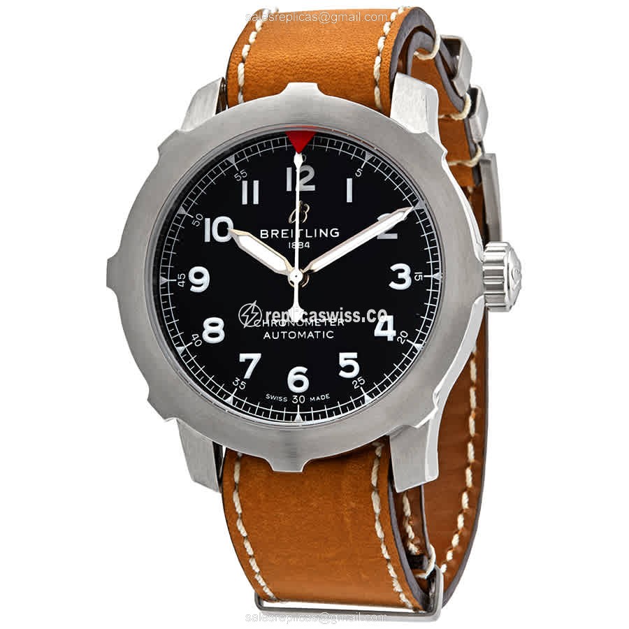 Breitling AVIATOR 8 Replica - Automatic - Black - Brown Cowhide - Buckle Clasp