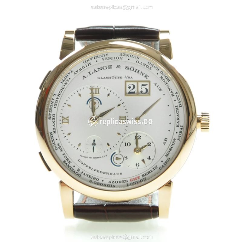 A Lange & Sohne Grand Lange 116.032 - Manual Wind - 18kt Rose Gold - White Dial - Brown Alligator Strap